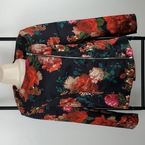 Mark Zunino women floral moto jacket shoulder pad size 10